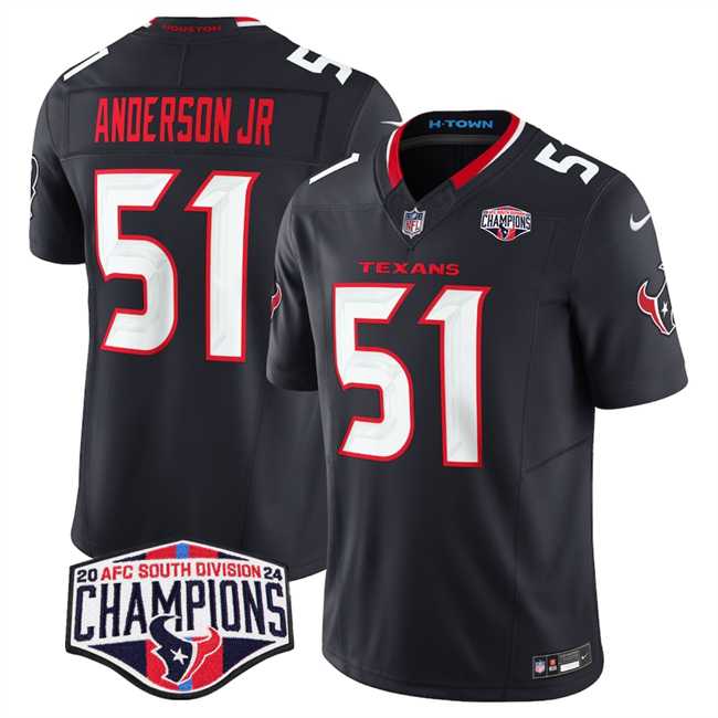 Mens Houston Texans #51 Will Anderson Jr. Navy F.U.S.E. 2024 AFC South Division Champions Vapor Limited Stitched Jersey